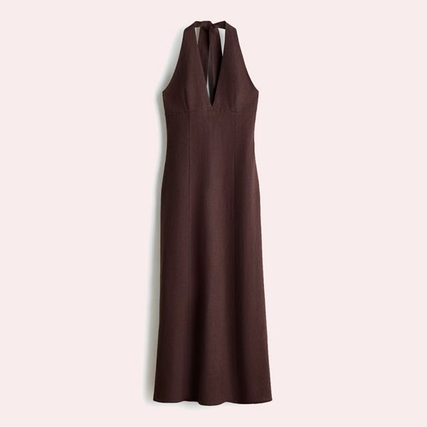 Vestido halter lino marrón de H&M