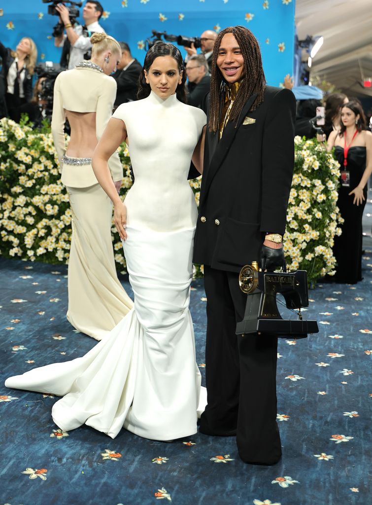 NEW YORK, NEW YORK - MAY 05: (L-R) RosalÃ­a and Olivier Rousteing attend the 2025 Met Gala Celebrating "Superfine: Tailoring Black Style" at Metropolitan Museum of Art on May 05, 2025 in New York City.  (Photo by Dia Dipasupil/Getty Images)