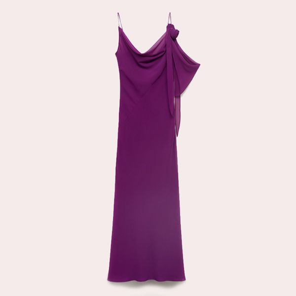 Vestido drapeado detalle flor