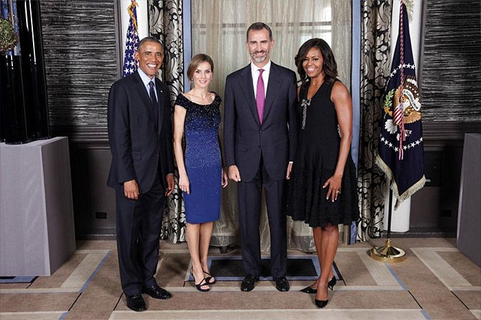 Reyes Felipe y Letizia con los Obama