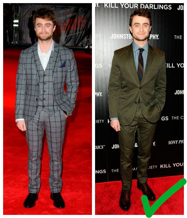 Daniel Radcliffe, mejor con un dos piezas de aire casual, en color verde caqui liso.
