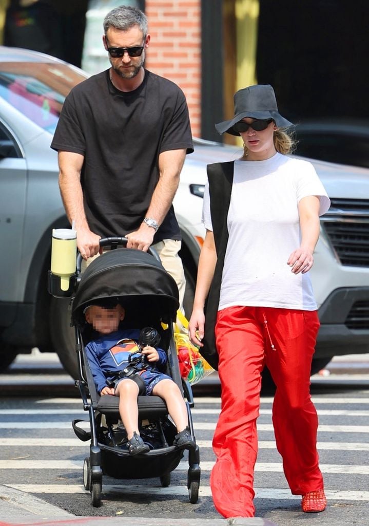Actress Jennifer Lawrence and Cooke Maroney with son Cy Maroney in NYC