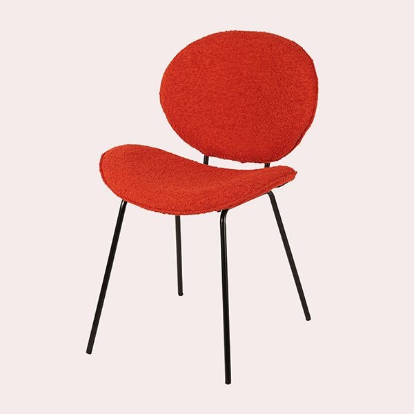Silla de Tela de Rizo Naranja y Acero Negro Luna Maisons du Monde