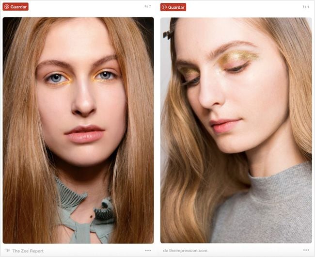 Maquillaje de ojos dorado fiestas