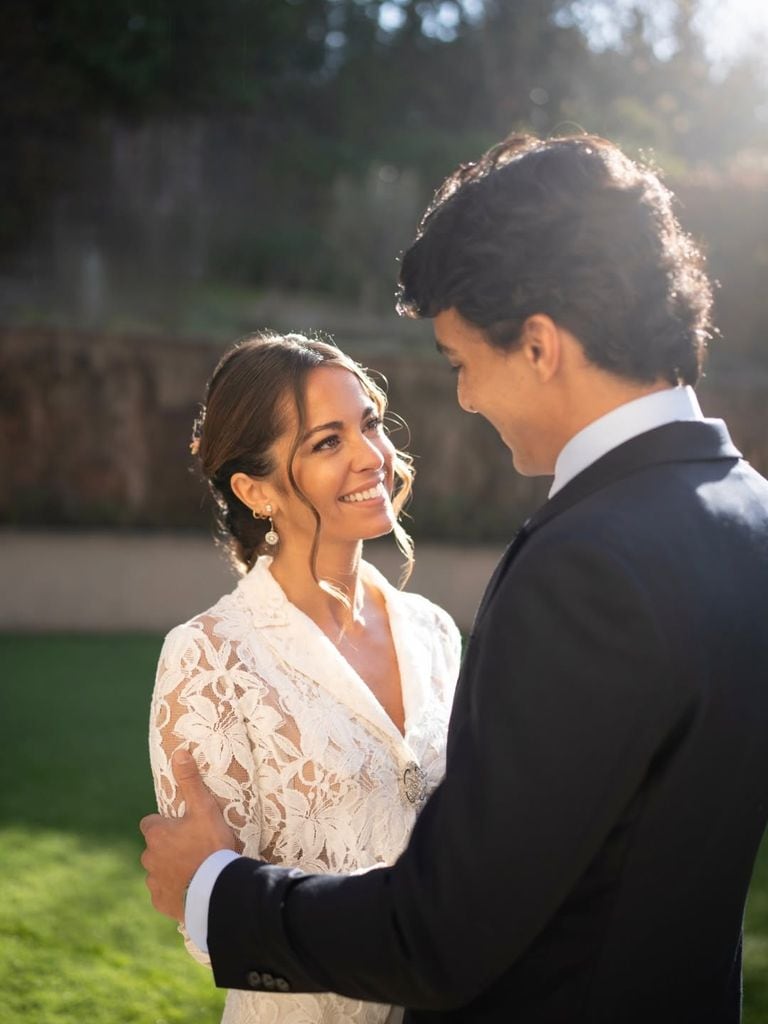 La pareja el día de su boda