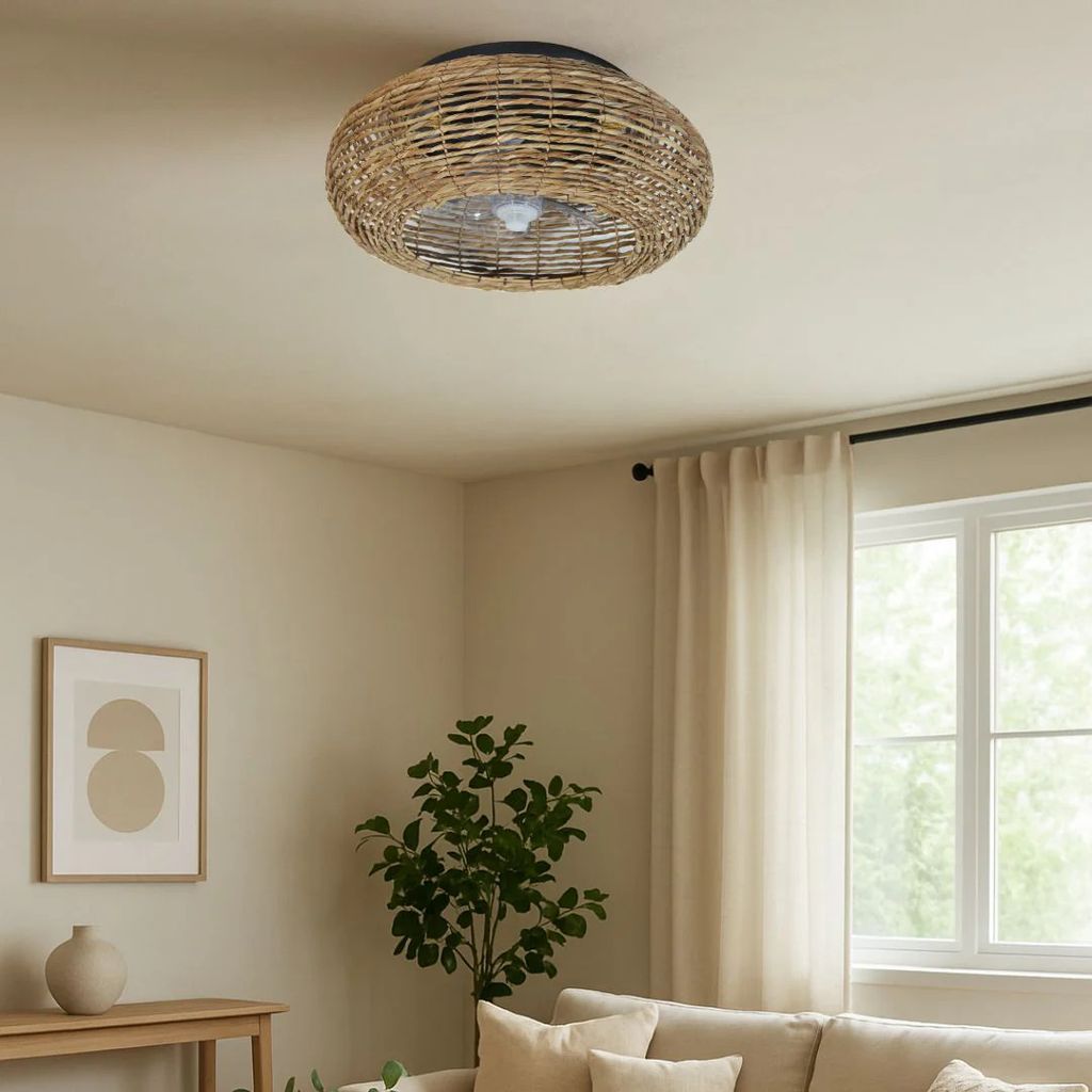 Ventilador con pantalla de fibra y aspas transparentes