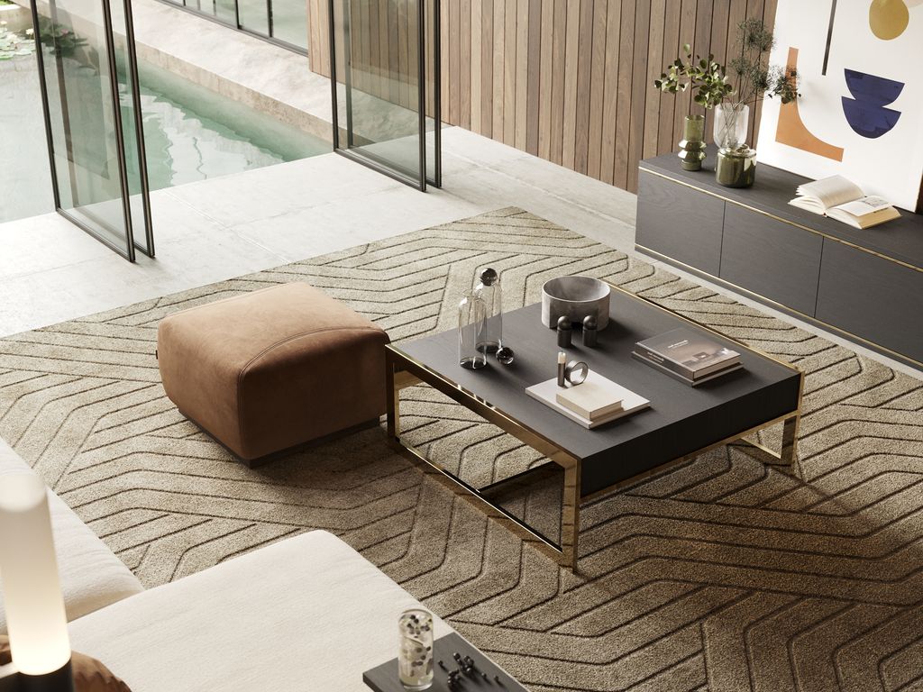 Salón con alfombra grande