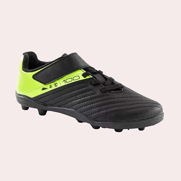 KIPSTA Botas de Fútbol Niño Velcro 100 Easy AG/FG Negro
