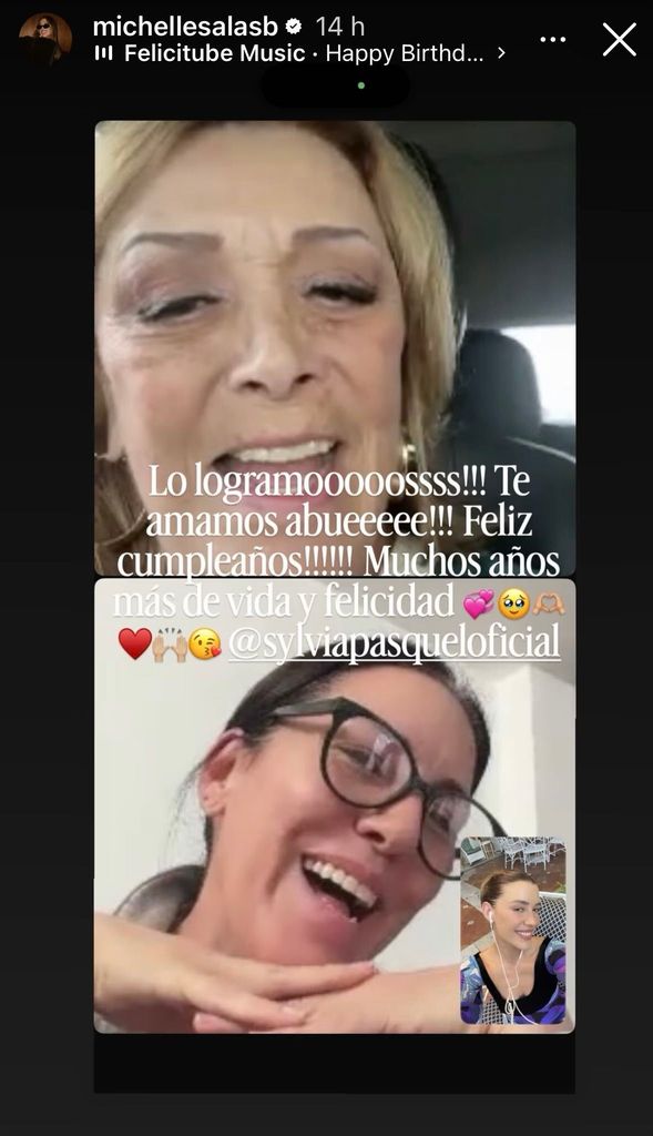 Michelle Salas llamó a su abuelita Sylvia Pasquel por su cumpleaños y le mostró su look.