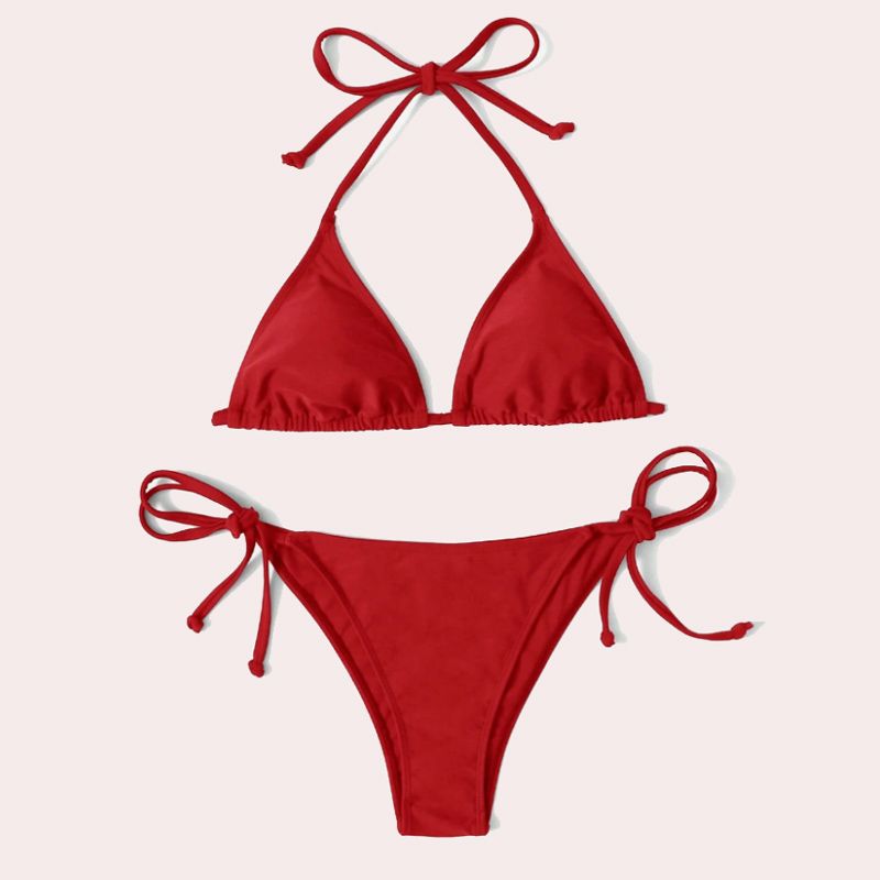 SHEIN Swim 2 piezas Conjunto de bikini de unicolor tipo halter