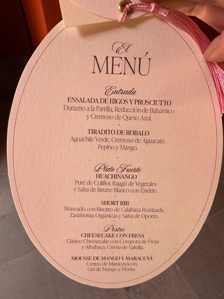 El menú de la boda de Karla Díaz y Daniel Dayz