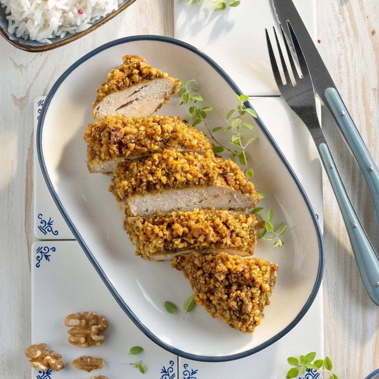 Pollo katsu rebozado de nueces