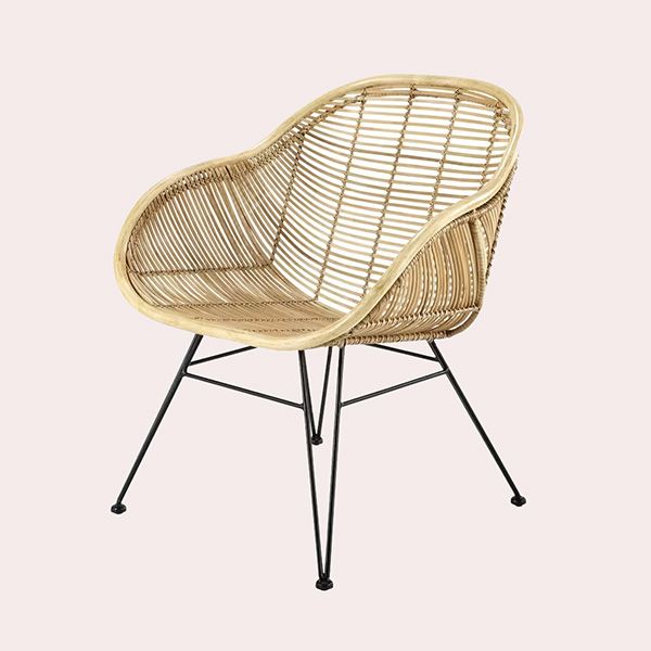 Pitaya Silla de Mimbre y Patas de Acero Negro MAISONS DU MONDE