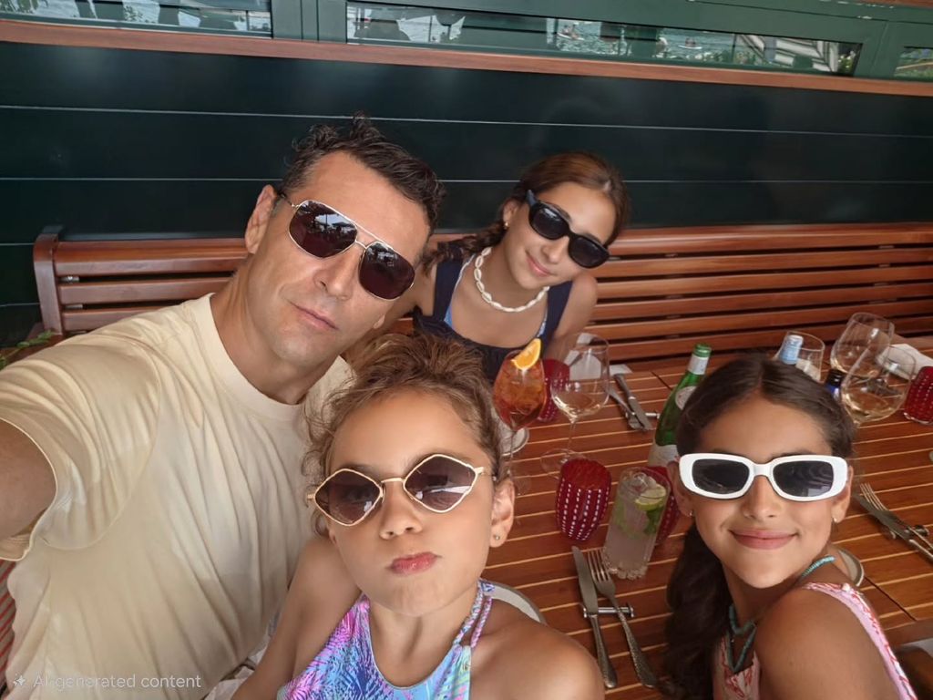 Martín Fuentes con sus tres hijas mayores: 'Mini Jacky', Carolina y Renata.