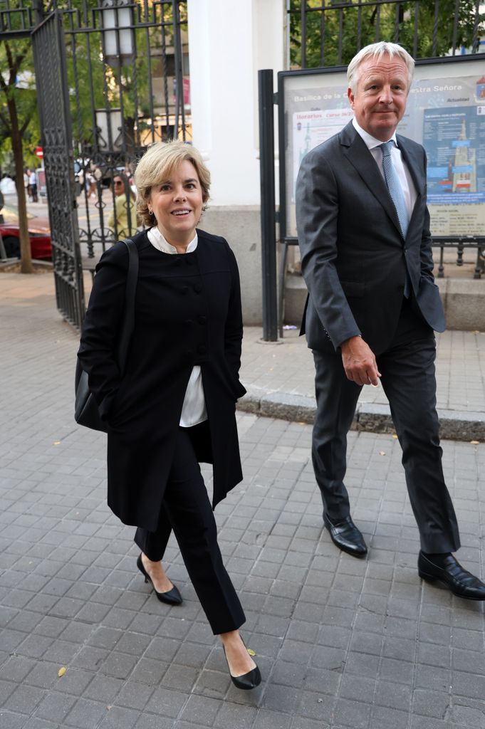 La ex vicepresidenta del Gobierno, Soraya Sáez de Santamaría, a su llegada a la basílica de la Concepción de Nuestra Señora en Madrid