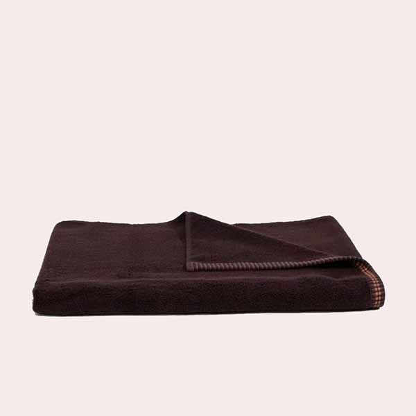 Arbeto - Toalla de baño de algodón orgánico marrón chocolate con bordados 70x140 cm Maisons du Monde