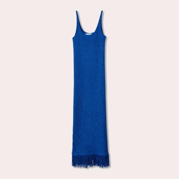 Vestido punto detalle flecos Mango