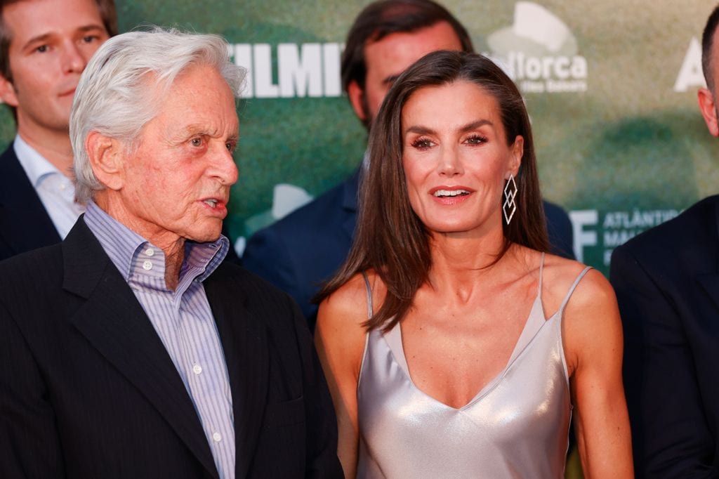 La reina Letizia y Michael Douglas
