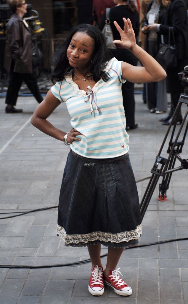 Monique Coleman durante las grabaciones de High School Musical