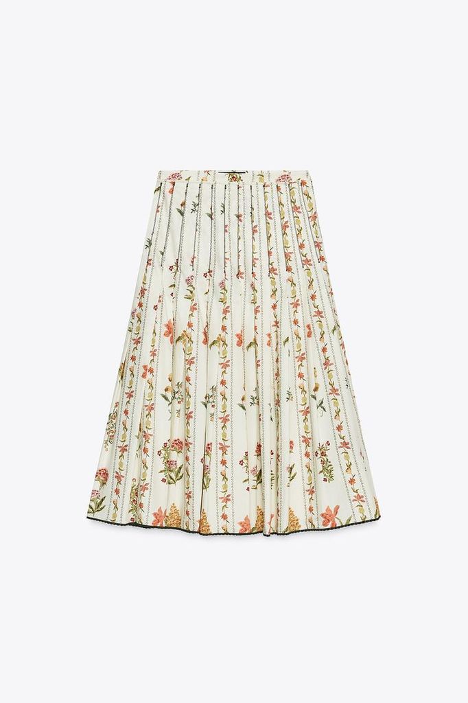 Falda midi de flores de Zara