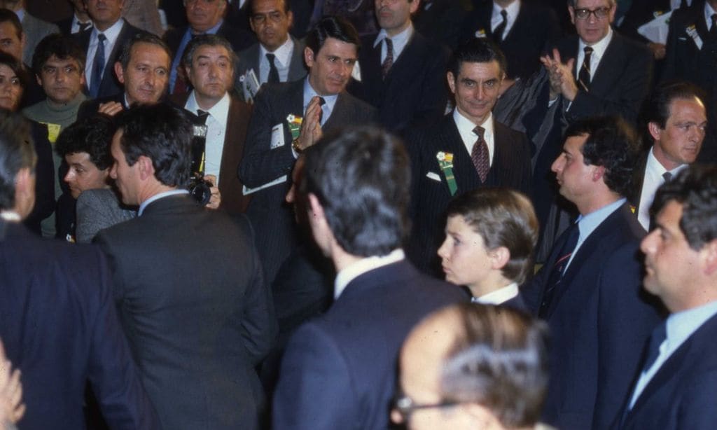 Enero 1982. Madrid. Sorteo equipos Mundial Futbol. Principe de Asturias, Felipe de Borbón.
