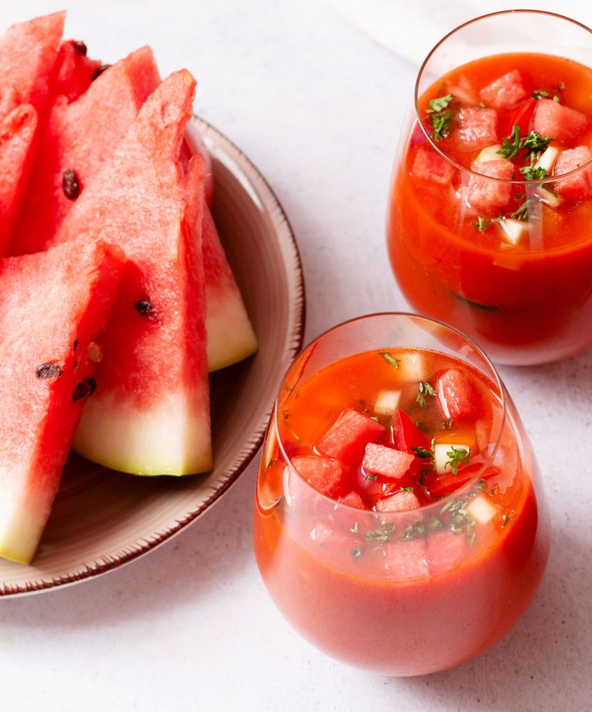 Sandía, una fruta perfecta como ingrediente para gazpachos de frutas. 