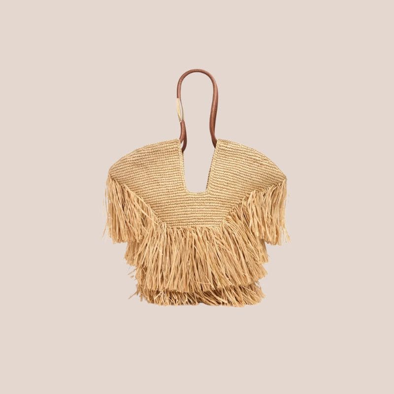 bolso de rafia con flecos