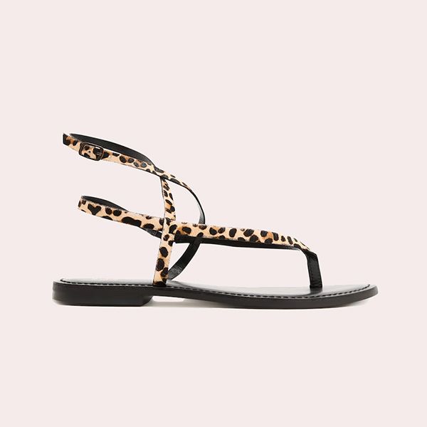 Sandalias de Mujer en Piel con Print Animal Negro Green Coast