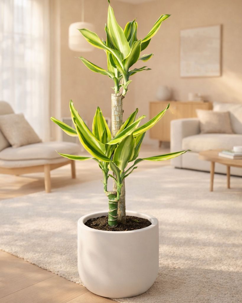 Esbelto ejemplas de tronco de Brasil o palo de agua (‘Dracaena fragrans’)