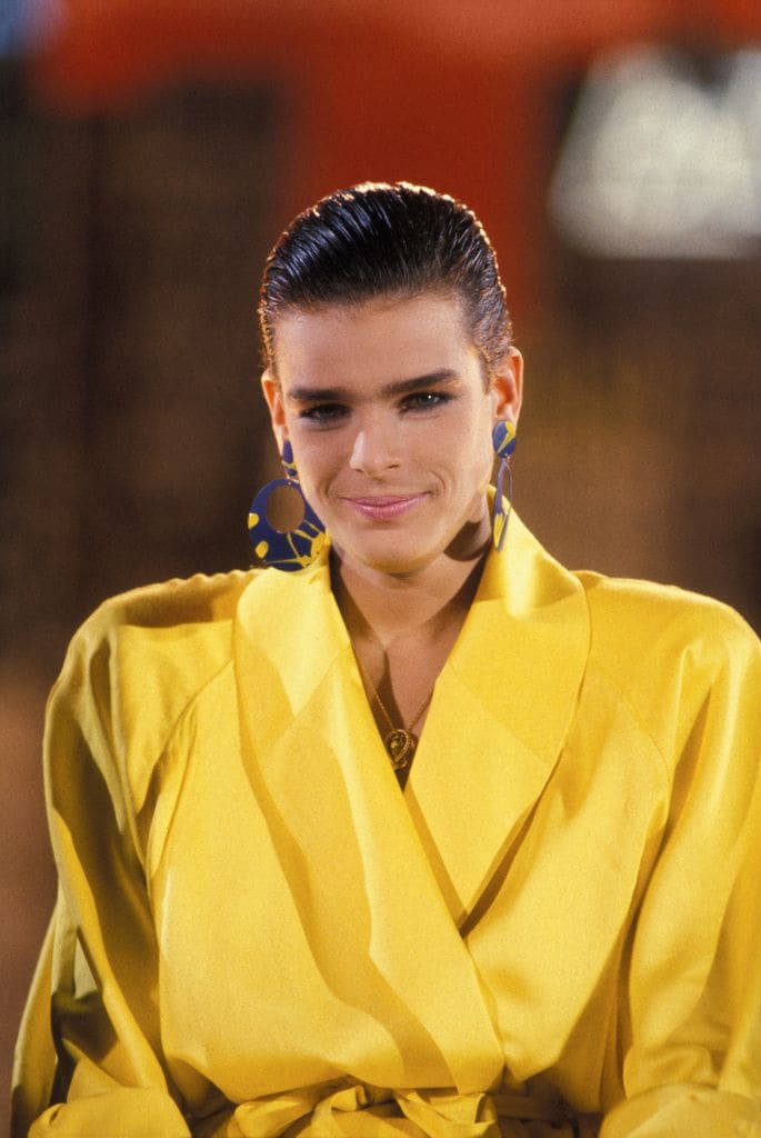 Estefanía de Mónaco presentando su colección de baño en París, 1985.