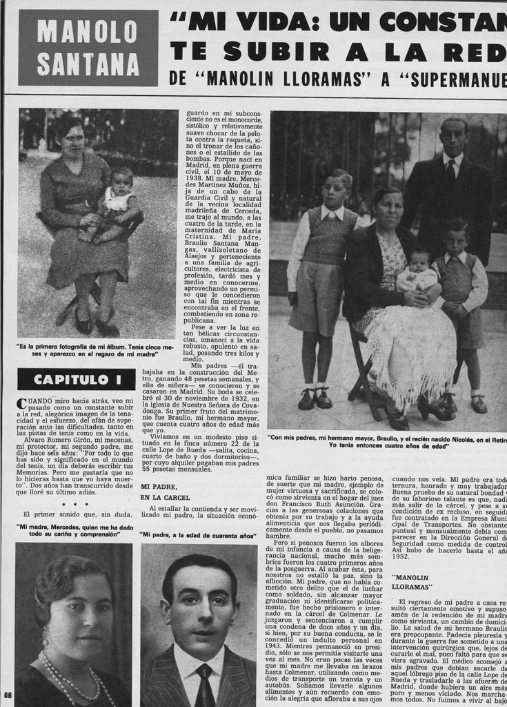 Manolo Santana memorias HOLA PLUS