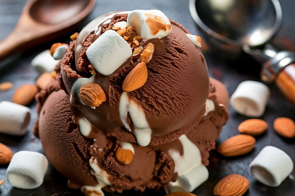 El helado de chocolate admite todo tipo de 'toppings': frutos secos, caramelos, 'marshmallows', etc.