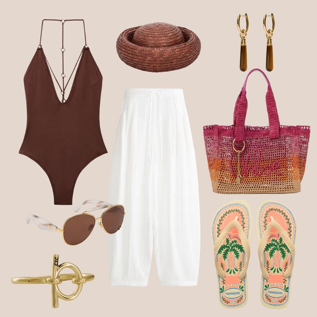Look con bañador de Zara para un día de playa