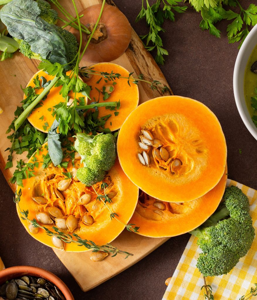 Calabaza y brócoli.