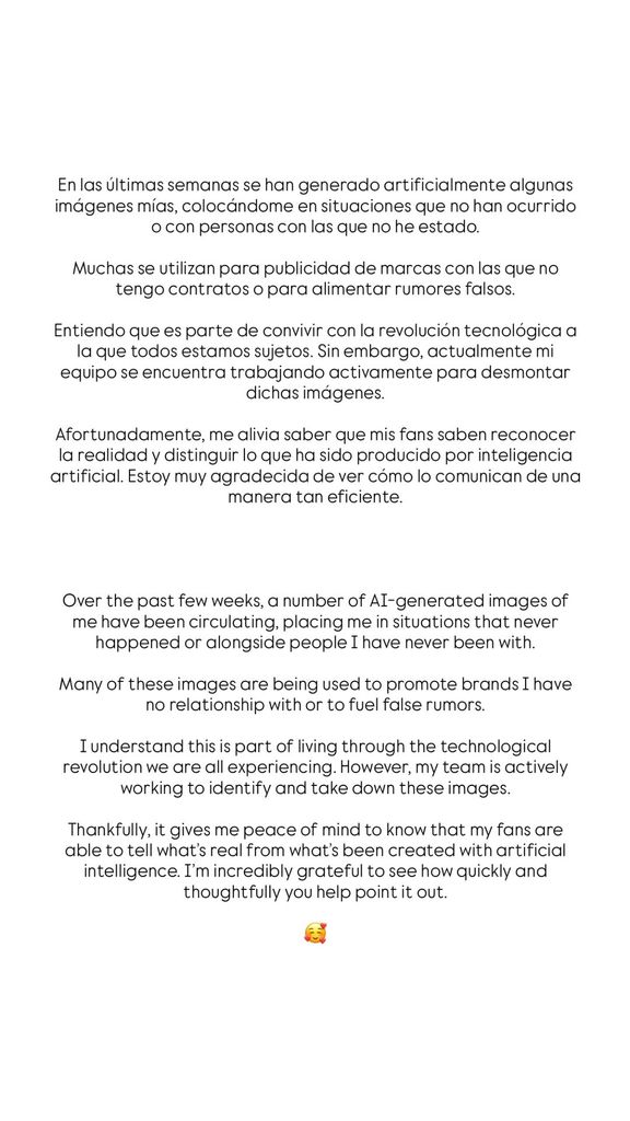 El comunicado íntegro de Shakira