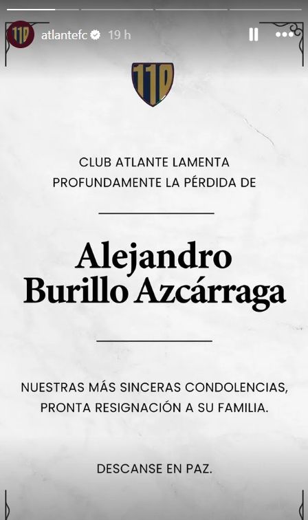 El equipo Atltante se sumó a las condolencias.