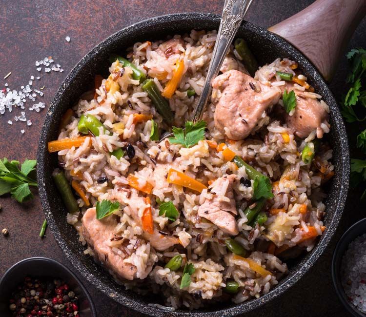Arroz con pavo y verduras