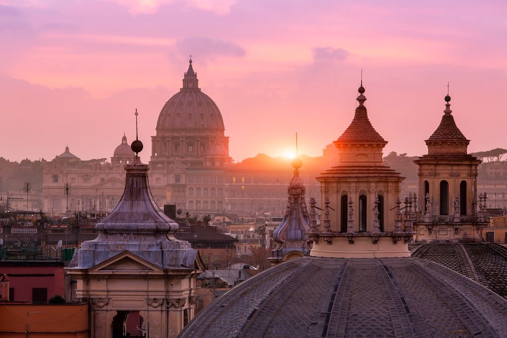basilica san pedro atardecer