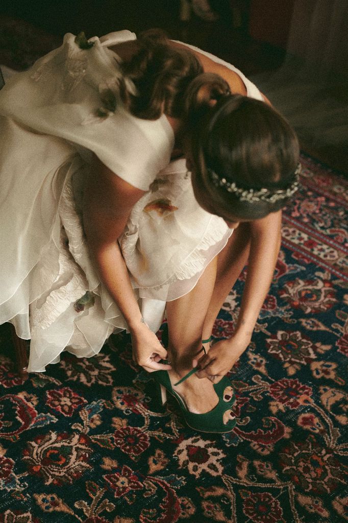 Zapatos de novia de color verde