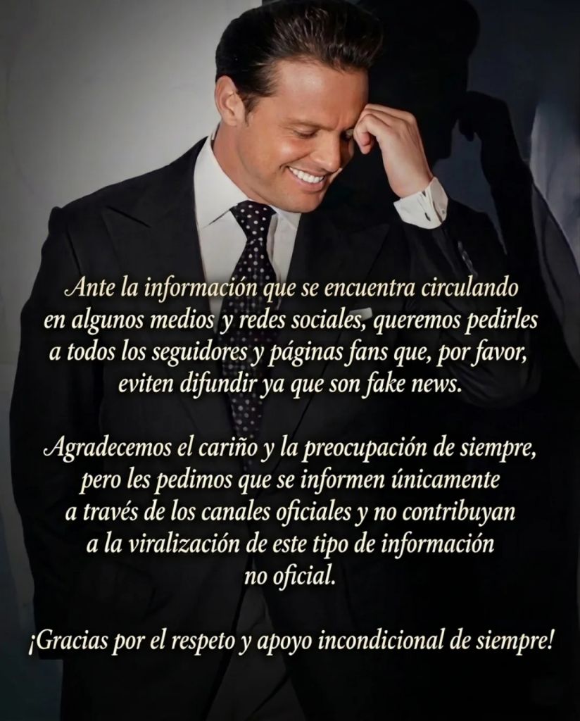 El comunicado completo en el que se desmiente el ingreso hospitalario de Luis Miguel en Nueva York