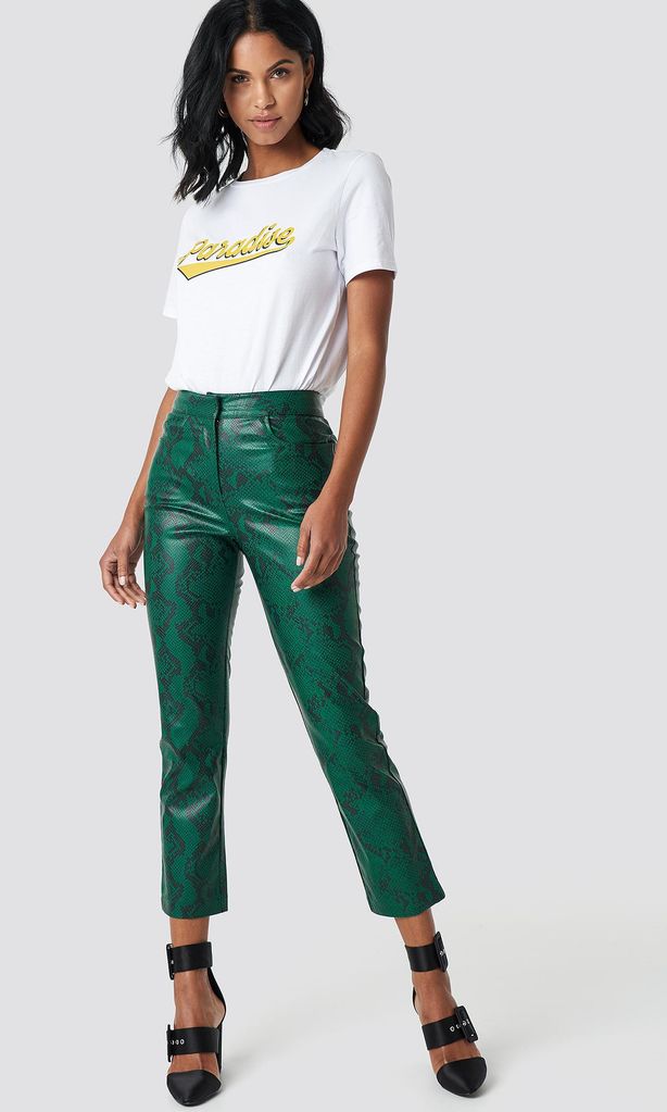 snake printed pu pants green de na kd