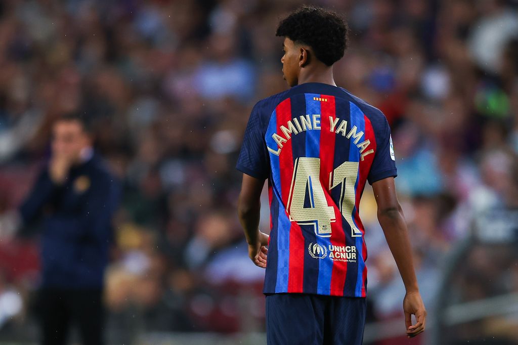 Lamine Yamal en el Estadio Spotify Camp Nou en abril de 2023 en Barcelona