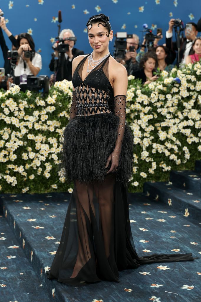 NEW YORK, NEW YORK - MAY 05: Dua Lipa attends the 2025 Met Gala Celebrating "Superfine: Tailoring Black Style" at Metropolitan Museum of Art on May 05, 2025 in New York City. (Photo by Michael Loccisano/GA/The Hollywood Reporter via Getty Images)