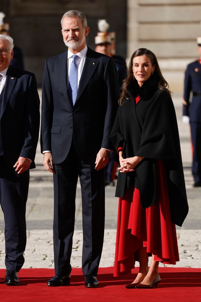 Los reyes Felipe y Letizia reciben al Presidente de Alemania y la Primera Dama en el Palacio Real de Madrid
