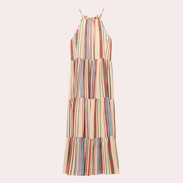 Vestido Largo con Cuello Halter Negro Southern Cotton