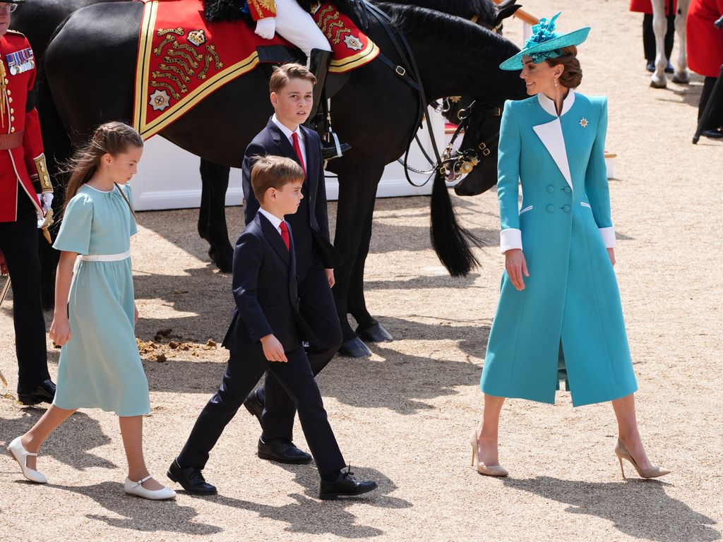 KAte Middleton con sus hijos en el Trooping the Colour 2025