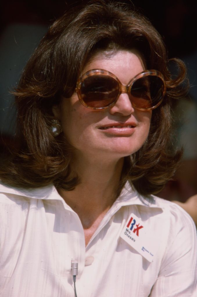 Jackie Kennedy en un torneo de tenis en 1975.