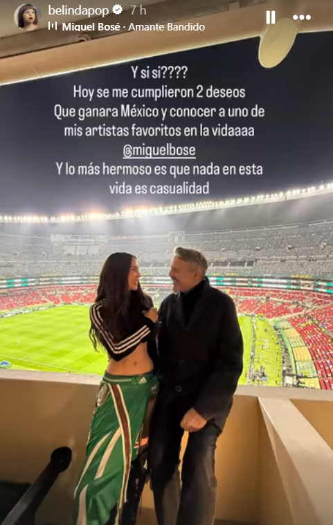 Belinda y Miguel Bosé en el Estadio Ciudad de México.