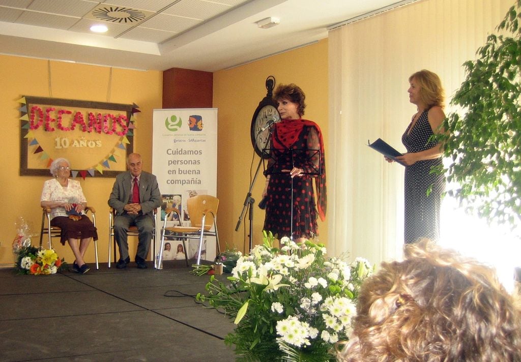 Encarnita Polo en el homenaje que le hicieron en la residencia en 2017