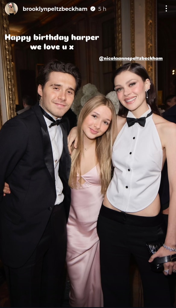 Brooklyn Beckham eligió esta foto para felicitar a su hermana Harper por su cumpleaños 14.